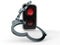 Red traffic light with handcuffs