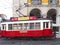 Red tram of Hills tramcar tour in Lisbon Portugal