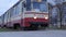 Red tram in St. Petersburg