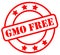Red transparent sticker for GMO free food which has not been genetically modified. Image can be used in front of any background