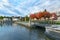 The red trees in embankment in Velden am Worthersee