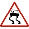 Red triagle slippery road sign. Car Out Of Control symbol. Traffic Sign - Warning. flat style