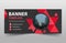 Red triangle business banner template, header cover for website design template. horizontal banner layout