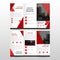 Red triangle business trifold Leaflet Brochure Flyer report template vector minimal flat design set, abstract three fold