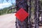 Red Triangle Marker on Tree trails