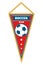 Red triangle soccer pennant isolated white