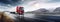 Red Truck delivering cargo on the road with mountains in the background