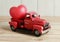 Red Truck and heart, ready to delivery love on Valentine`s day