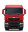 Red truck Man TGX with black plastic bumper.