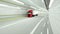 Red truckin a tunnel. fast driving. 3d rendering.