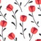 Red Tulip Flower Vector Illustration Pattern