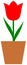 Red tulip icon. Flower clipart