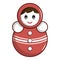 Red tumbler doll icon, cartoon style
