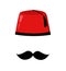 Red turkish hat fez and black mustache