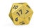 Red twenty-sided die, 20 sides. 3D rendering