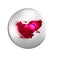 Red Two Linked Hearts icon isolated on transparent background. Romantic symbol linked, join, passion and wedding