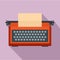 Red typewriter icon, flat style