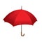 Red umbrella. Isolated on white background. Parasol opened. Hand-held rain or windbreak protection