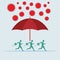 Red umbrella protecting merchants immune novel coronavirus covid-19 pneumonia infection