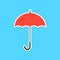 Red umbrella sticker on blue background