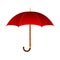 Red umbrella with wooden handle
