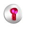 Red Undefined key icon isolated on transparent background. Silver circle button.