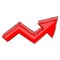 Red UP arrow. Financial rising trend graph. Hand drawn sign