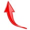 Red UP arrow. Shiny bent web sign