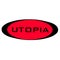 Red utopia logo on isolated background