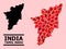 Red Valentine Collage Map of Tamil Nadu State