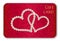 Red Valentine gift card with entwined hearts compo