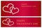 Red Valentine gift card with entwined hearts compo