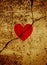 Red valentine heart on cracked grunge background