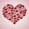 Red valentine hearth love symbols in big hearth shape