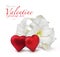 Red Valentine hearts and white lily