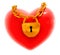 Red valentine\'s heart with closed gold lock