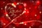 Red Valentines day background with abstract sparkle heart