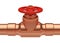 Red valve on copper pipe