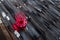 A red valve on the deck of a battleship.