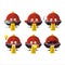 Red vampire hat cartoon character with various types of business emoticons