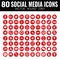 Red Vector circle social media icons - for web design and graphic design