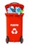 red vector dumpster for plastic with garbage