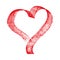 Red vector heart frame icon brush chalk strokes