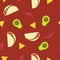 Red Vector Seamless Mexican Food Themed Pattern Background Wallpaper