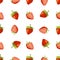 Red vector strawberries seamless pattern