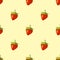 Red vector strawberries seamless pattern