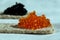 Red vegan caviar from kelp seaweed. Valuable and healthy product for a healthy diet. Superfood. A closeup