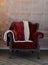 Red velvet armchair waiting for santa Claus