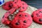 Red Velvet Chocolate Chip Cookies with Chocolate Filling