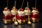 red velvet creme brulee in jars with golden spoons